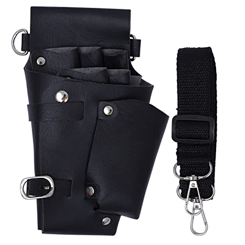 SOESFOUFU Hair Stylist Scissors Pouch Barber Carrying Case Hair Tool Bag Scissors Combs Clips Quality Leather