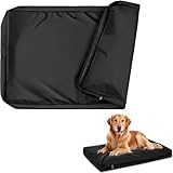 Waterproof Dog Bed Replacement Cover, Removable Dog Bed Liner for Indoor/Outdoor, Easy to Clean Pet Crate Pad Cover Fits 48” Crate, Washable & Long Zipper, 46”Lx29”Wx4”H - Black