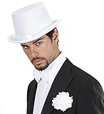 Show-Out-Fit Weißer Zylinder mit weißer Fliege im Set Unisex Mann/Frau