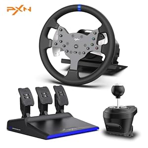 PXN V99 Gaming Racing Wheel, Driving Force Feedback Steering Wheel with Pedals and Shifter – 3.2NM, 270°&900°, 11.8 inch, 4 Paddle Shifters, Tools APP – Racing Wheel for PC, Xbox Series X|S, X and PS4
