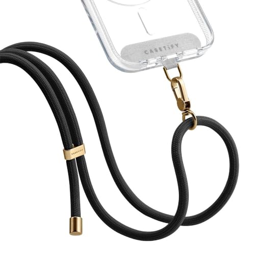Image of CASETiFY 6mm Rope Cross Body Strap with Card - Black (Gold)