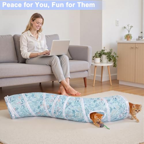 Image of Glittme S-Shape Cat Tunnel, Foldable Cat Tunnels for Indoor Cats