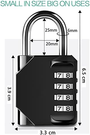 Combination Padlock 4 Digit Combination Code Lock Gym Padlock Weatherproof Padlock for School Gym Locker, Shed, Fence, Garage (Small Size Padlock)