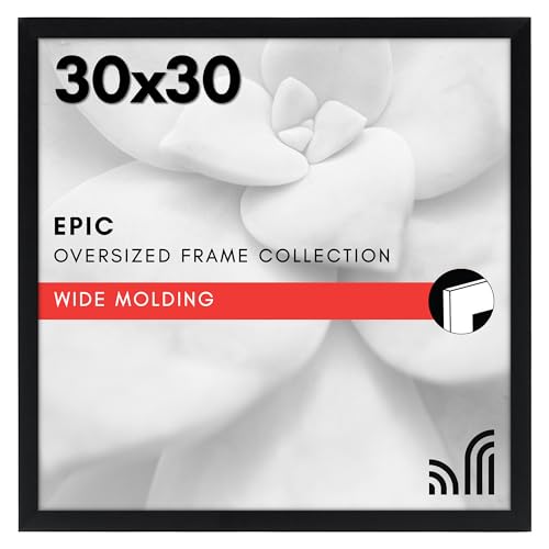 Americanflat 30x30 Picture Frame with Polished Plexiglass - Epic Collection - Square Picture Frame with Engineered Wood - Wide Photo Frames for Wall display - Black