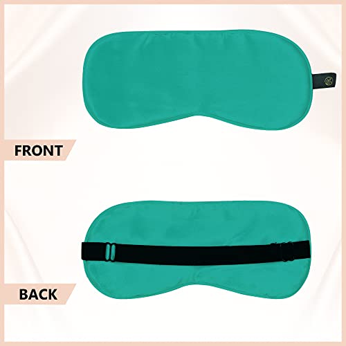 Image of Natural Mulberry Silk Eye Mask | Ultra Smooth Adjustable Sleep Mask and Blindfold for Sleeping, Travelling, Relaxation, Meditation | Light-Blocking Eye Cover (Green) with Free Ice Roller