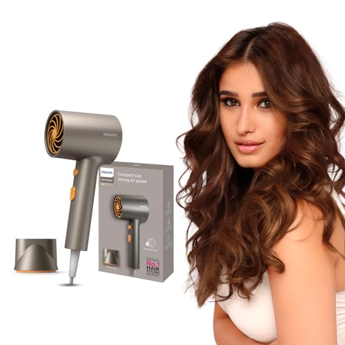 Image of Philips India's No.1 Hair Styling Brand - Glass like Shine Hair Dryer | 1600W | 4 Heat x Speed Modes | 30M Negative ions | Travel-Friendly | For Indian Hair | Gifts for Men | BHD321