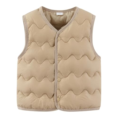 Image of NSQFKALL Baby Toddler Little Boys Girls Puffer Vest Textured Sleeveless Buttons Down Winter Warm Lightweight Jacket