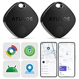 ATUVOS Air Tracker Smart Tags Pro for Android & iOS, New Dual System Key Finder Work with Google Find Hub or Apple Find My APP, Bluetooth Item Locator for Luggage, Suitcase. Replaceable Battery.2 Pack