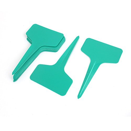 DealMux Plastic Plant T-type Tags Markers Seedling Nursery Stick 15pcs Green