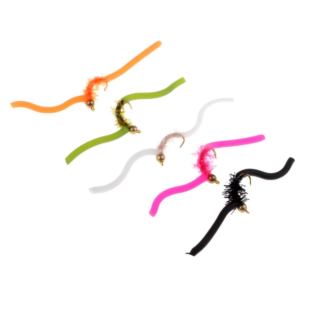 5pcs San Juan Squirmy Wormy Trout Worm Fly Assortment Fishing Flies Pack 1 | Sporting Goods | Fishing | Baits, Lures & Flies | Flies-image-5