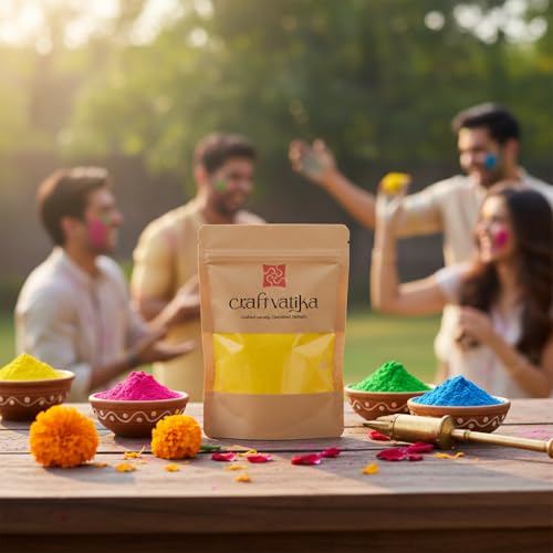 Image of CraftVatika Natural Holi Color Gulal Rang | 80g - 1 Shades x 80g Gulal Organic Holi Colours | Eco Friendly Holi Color Non Toxic Holi for Family, Skin Safe Colors Pack of 1 Multicolor