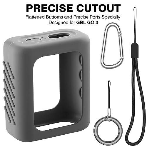 Silicone Case Compatible with JBL GO 3 Portable Bluetooth Speaker Scratch-Resistant Carrying Case with Carabiner and Lanyard (Blue)