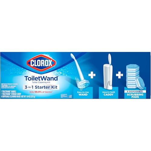 CLOROX Original Cleaning System, ToiletWand, Storage Caddy, 6 Refill Heads, (Package May Vary)