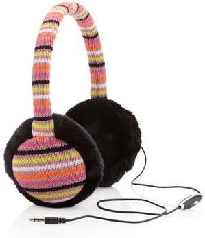 Chunky Cable Knit Headphone Earmuffs,stripe/black