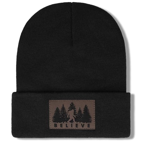 Image of Bigfoot Beanie for Men - Sasquatch Hat Winter Knit Cuffed Beanie for Women - Bigfoot Gifts for Christmas & New Year