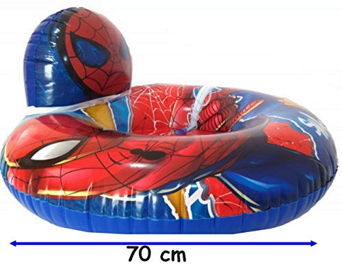 Bóia Poltrona Inflável Homen-aranha Infantil Spider-man Encosto 70 Cm Plástico Azul Brinquedo Divert