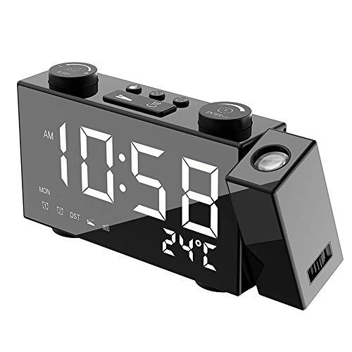 Pedkit Despertador com projeção digital LCD e rádio-controle meteorológico sem fio Relógio com estaç
