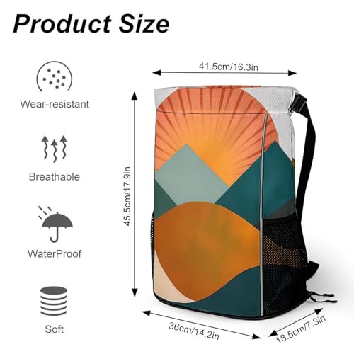 Boho Mountain Sun Drawstring Backpack Drawstring Bags Drawstring Sport Bag Sports Gym Bag with Pockets for Women Men2