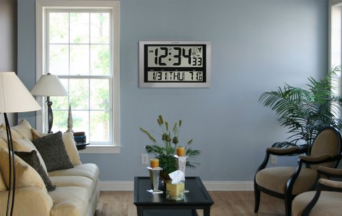 La Crosse Technology 513-1211 Atomic Wall Clock With Jumbo Lcd Display With Indoor Temperature , Silver #TOP6