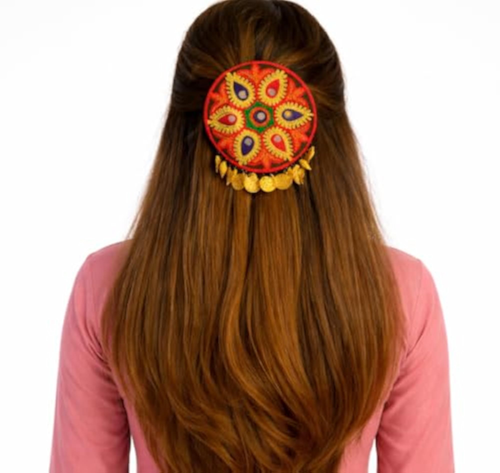 Multicolour Hair Clip Set for Navratri & Ethnic Fashion