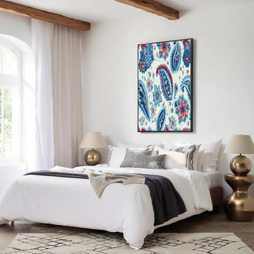 Impression sur toile cachemire bleue CDXNORA grand format