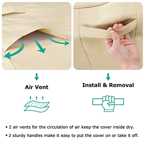 Sunpatio Patio Furniture Covers, 600D Waterproof Rectangular/Oval Dining Table And Chairs Cover, All-Weather Protection Outdoor Sectional Conversation Set Cover, Beige And Olive, 88"W X 62"D X 28"H #TOP4