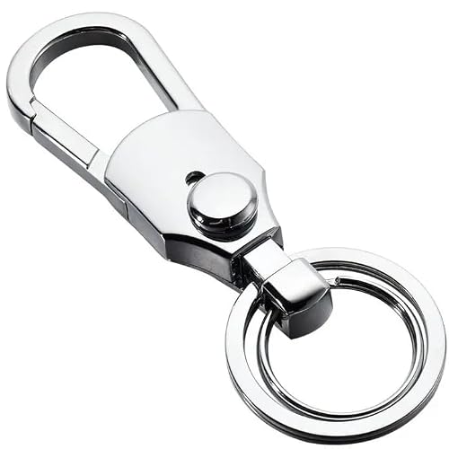GOUDANFC Car Key Chain for Peugeot New 5008 4008 3008 2008 508 408 308 208 RCZ, Auto Key Ring Clip Metal Attachment Organizer Link Key Lanyard with Carabiner,Silver