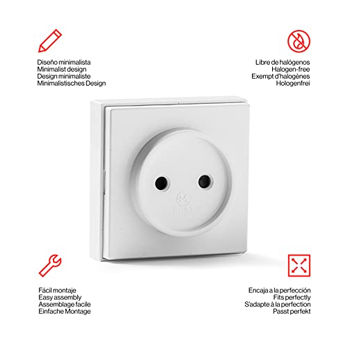 FAMATEL – Steckdose ohne TTL I Aufputz I 65 x 65 mm I 16A I 250V I Einfache Installation I Serie 5000 I Weiß