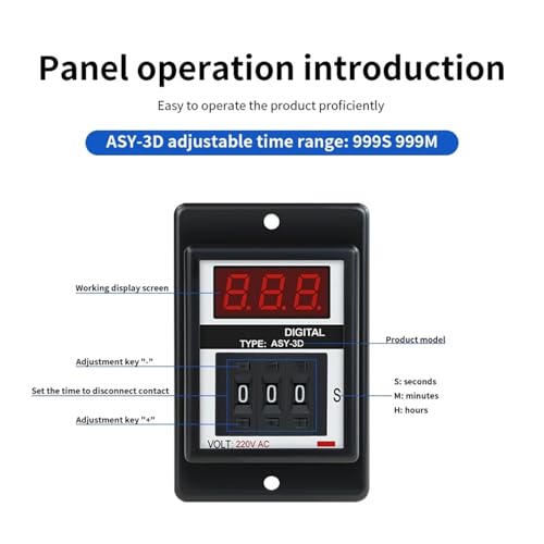 Relais temporisé digital ASY-3D AC 220V programmable avec base 8 broches