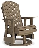Signature Design by Ashley Hyland Wave Contemporary Swivel Glider Adirondack Chair with 360-Degree Swivel, Weather Resistant HDPE, 18" Seat Height, Brown