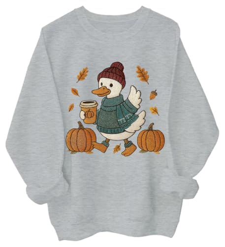 Fall Duck Sweatshirt Men Women Graphic Long Sleeve Hoodie, Cozy Autumn Coffee Sweatshirt