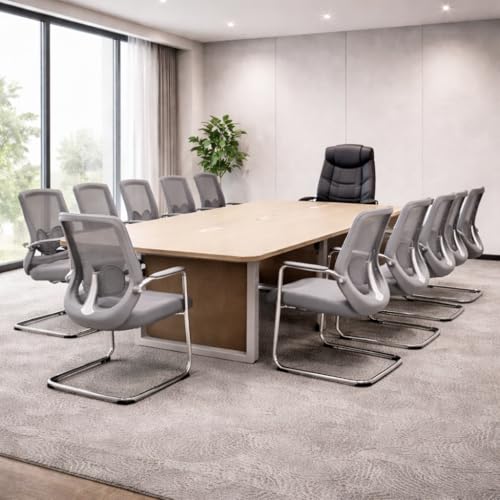 Image of OAK & AURA | SpineFlow Pro | Ergonomic Visitor Chair with Armrest | Breathable Mesh Back & Cushioned Seat | Chrome Metal Frame | Comfortable Office Chair for Home, Office(Pack of 2) (Gray)