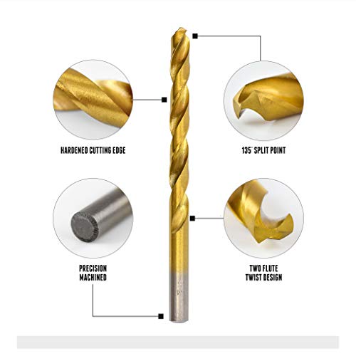 Segomo Tools 230 Piece 135 Degree High Speed HSS Titanium Coated Twist/Spiral Drill Bit Set - DB230