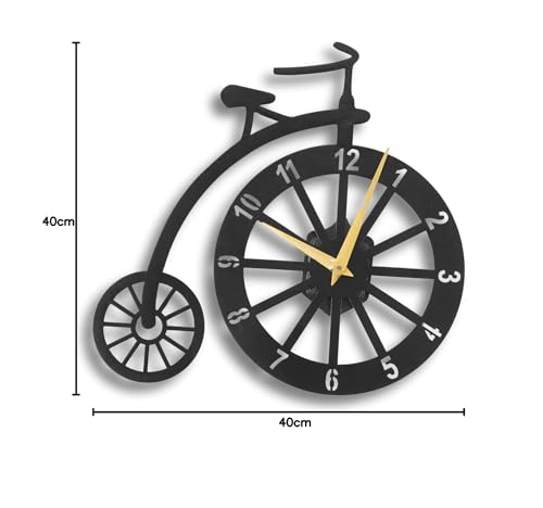 Image of Designer Metal Wall Clock for Living Room | Antique Stylish Fancy Decorative Big Size Wall Watch for Bedroom, Office, Kitchen, Dining, Hall and Decor (Black(ST-10), 60CM)
