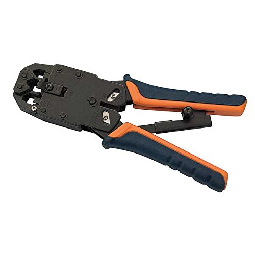 Life Pinza per connettori Plug RJ 45 Universale Met 4/6/8 P Professionale con cricchetto in Metallo
