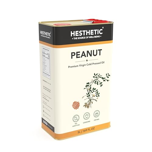 HESTHETIC Premium Edible Cold Pressed Peanut Oil, 5L – 100% Pure and Natural Food Grade Groundnut Virgin Oil, Rich in Healthy Fats, Ideal for Cooking, Frying, and Salad Dressings HESTHETIC Premium Edible Cold Pressed Peanut Oil, 5L – 100% Pure and Natural Food Grade Groundnut Virgin Oil, Rich in Healthy Fats, Ideal for Cooking, Frying, and Salad Dressings