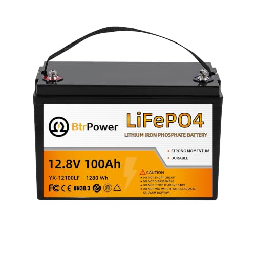 Image of 12 V 100 Ah Lithium Phosphate Iron LiFe PO4 Deep Cycle B attery,100A BMS | 4000+ Cycles,Perfect for RV,Trolling Motor,Home Storage,Solar Power System and Outdoor Camping