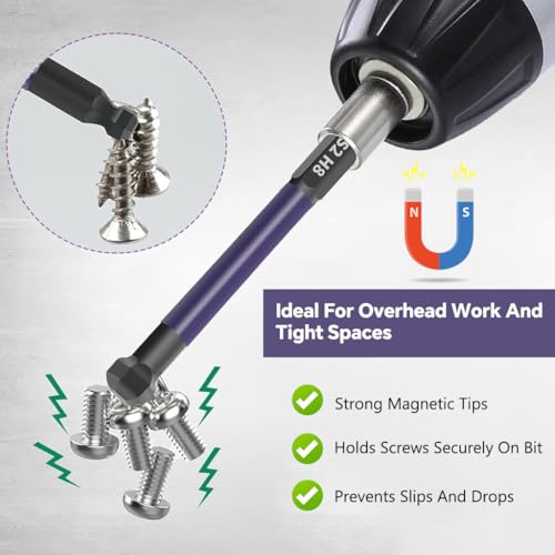 Image of Serplex 12Pcs Ball End Hex Screwdriver Bit Set H2-H12, S2 Steel 1 /4'' Hex Shank Magnetic Hex Bits Set, 2-12mm Allen Key Drill Bits with 25 Angled Ball Tip for Furniture Assembly, Automotive Repair
