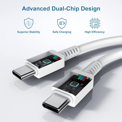 Image of GWINGS Samsung 25W Original Type C to C 1M Fast Charging USB C Cable High-Speed & Data Transfer Compatible with Samsung S25 /S25+ /S24 /S24+ /S23 /S23+ /S22 /5G /Ultra /Plus /Fe /Edge /S- Type-C Cord (White)