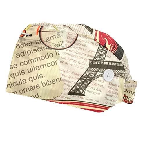 Couvre-chef unisexe motif Tour Eiffel casquette de travail réglable lot de 2