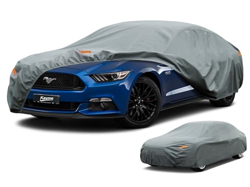 Image of Kayme Heavy Duty Car Cover Custom Fit Ford Mustang /Shelby /Mustang GT GT350 GT500 (1965-2025), Waterproof All Weather for Automobiles, Full Exterior Covers Sun Rain UV Protection.