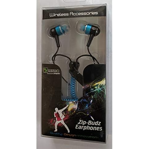 BLUE BLACK LUXMO ZIP-BUDZ 3.5mm STEREO EARBUDS HEADPHONES ZIPPER FOR iPHONE iPOD Cover