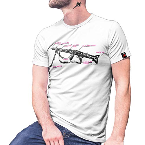 T-shirt humour militaire MG42 MG3 blanc grande taille XXXL Böses MG 29068