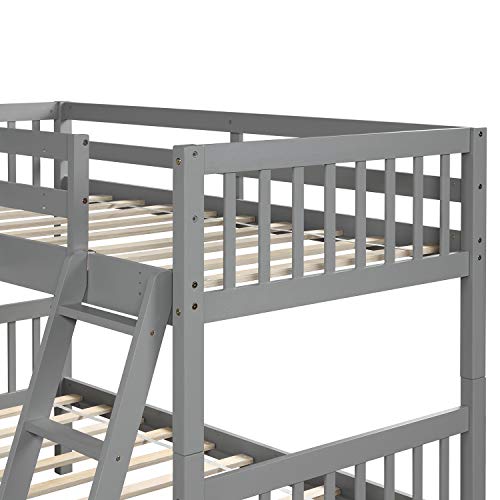 Harper & Bright Designs L-Shaped Bunk Bed with Ladder,Twin Size-Gray