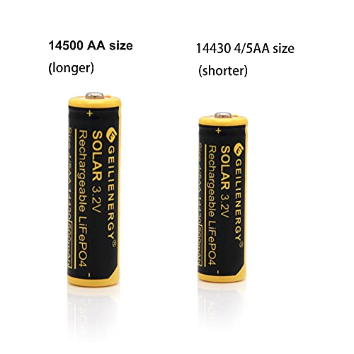 Geilienergy 4 Pack 4/5 Aa(Not Aa Size) 14430 3.2V 500Mah Lifepo4 Lithium Rechargeable Solar Battery Pack Replacement For Outdoor Solar Lights #TOP5