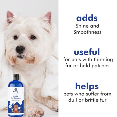 Image of Bscly Keartin Dog Shampoo + Paw Cream - Ticks & Fleas Prevention, Enriched with Aloe & Coconut Oil, Ph Balanced Dog Shampoo, Heals Skin, Suitable for Pomeranians to Golden Retrievers Pack of 2