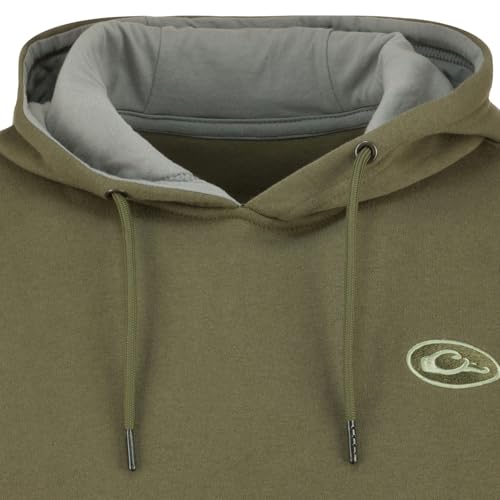 Drake Waterfowl Men's The Three End Solid Midweight Hunting Cotton Blend Stretch Hoodie with Kangaroo Pocket & Lined Hood3