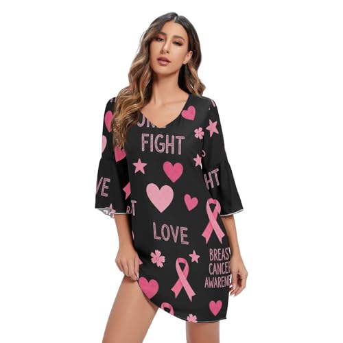 Robe d'été manches 3/4 noire et rubans roses idéale pour vos marches solidaires