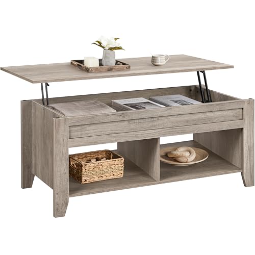 Yaheetech Tavolino da Caffè Sollevabile Tavolo da Soggiorno Elevabile Tavolino Basso da Salotto 104,5 x 49,5 x 49-62 cm Tavolino da Divano Portaoggetti con Ripiano Spazioso Grigio
