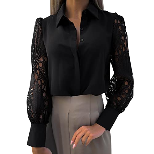 Chemisier dentelle col en V élégant et doux pour femme en coton uni